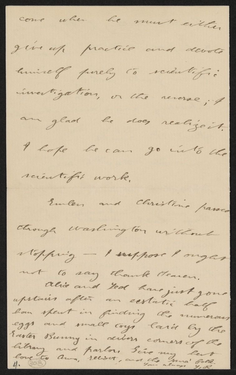 We at the TR Center wish a happy Easter to all who celebrate! In this 1891 letter, TR mentions to his sister Bamie that his children Alice and Ted were 'ecstatic' to hunt for eggs and toys left by the Easter Bunny in their home. Read the full letter here: theodorerooseveltcenter.org/Research/Digit…