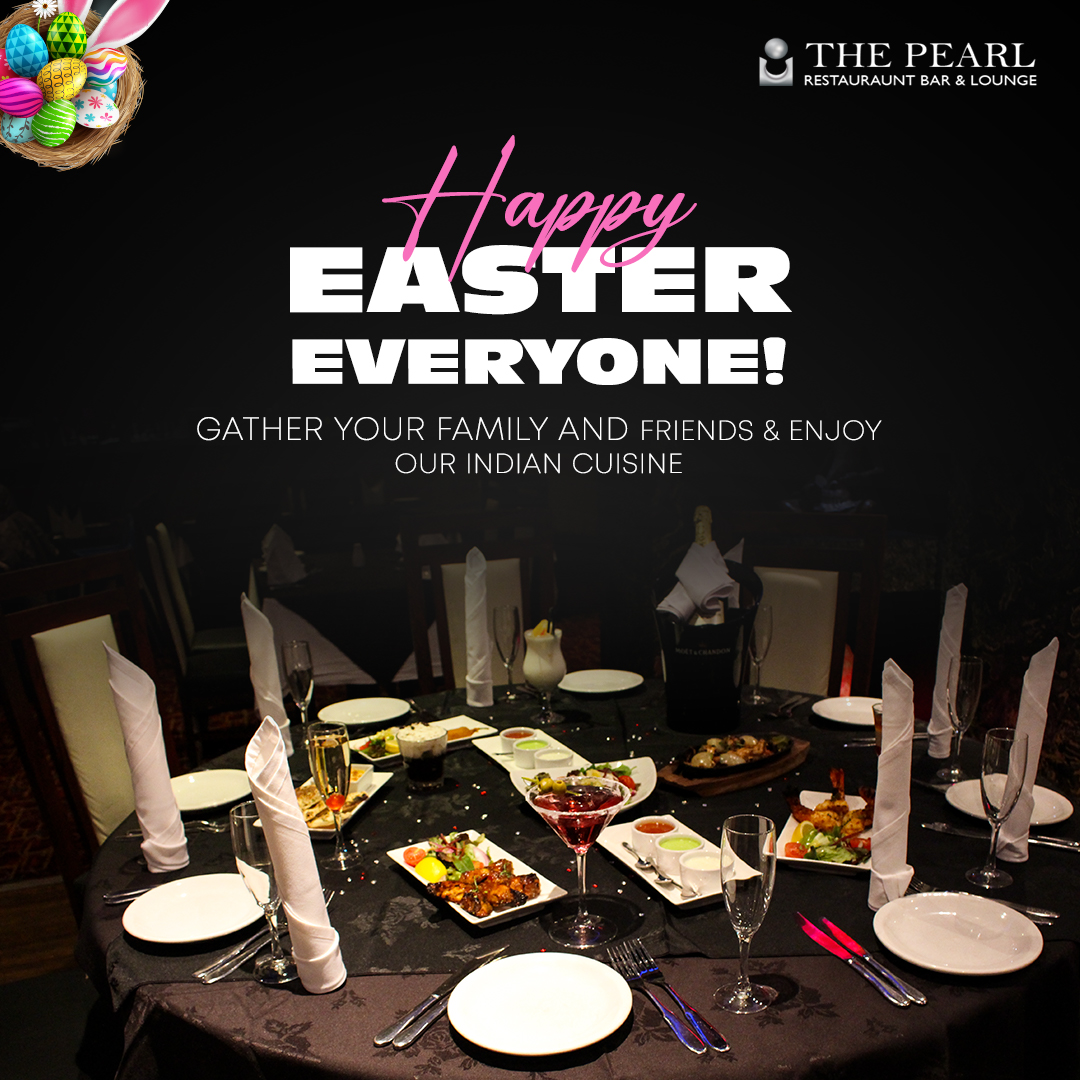 _the_pearl's tweet photo. 🥚 Happy Easter, everyone! 🐰 

Join us for a joyful celebration with our tempting Indian delights and refreshing drinks. 🥘🍹

Let's make this Easter Sunday a memorable one!😍 https://t.co/Is0LbgmG0Y