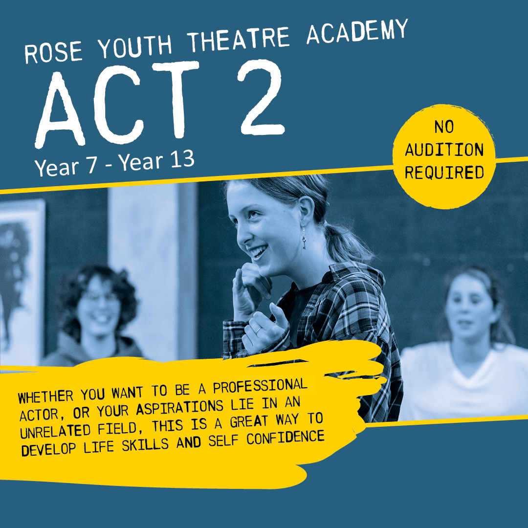 Are you in Years 7-13 and interested in theatre? 🤔 Our popular Act 2 course is now open for booking! Designed to introduce students to a whole range of acting techniques 🎭🌹 📧 Contact participate@rosetheatre.org for more details