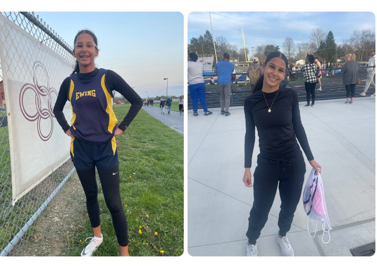 From Rylee’s first meet ever in 7th grade to her very first outdoor track meet in high school 💙💛💙 #freshman #trackgirl my girl is growing up!