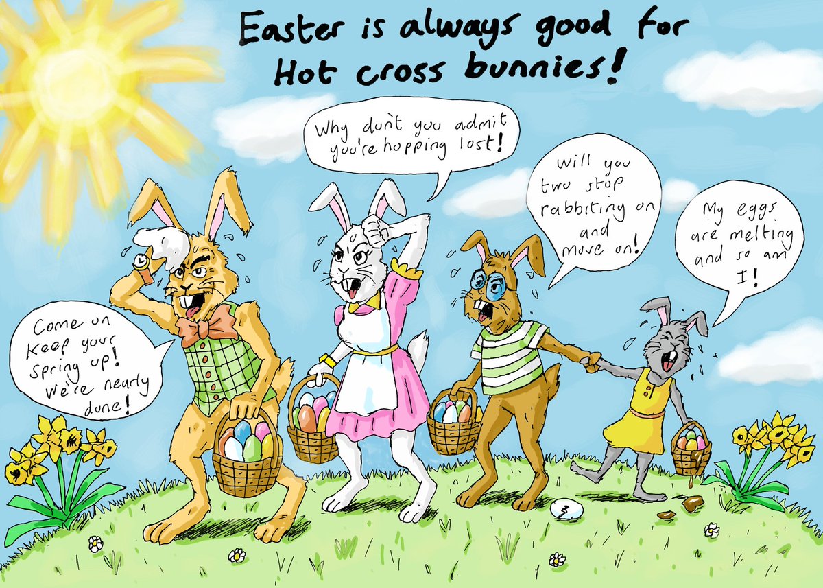 Damian_Quinn666's tweet image. Happy Easter everybody. These finished just in time for today although the card won't be available until next year.  🐰🌡🐣
#eastercard #easterbunny #cartoon #easterart #easter #easterbunnies #hotcrossbunnies #drawing #llustration #funnybunny #eastereggs #melting #happyeaster