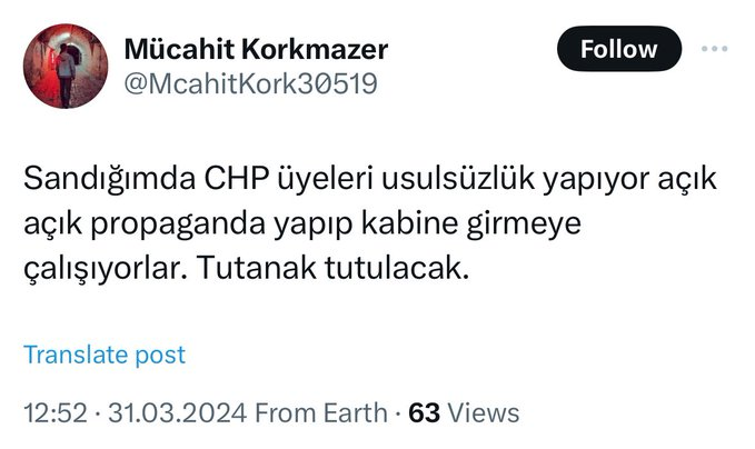 Bir sandık görevlisi, CHP'li üyelerin usulsüzlük yaptığını duyurdu. Tutanak tutulacak.

Bunlar her türlü usulsüzlüğü yapar, sandık görevlileri çok uyanık olmalı.

#OyKullan #OylarAkPartiye