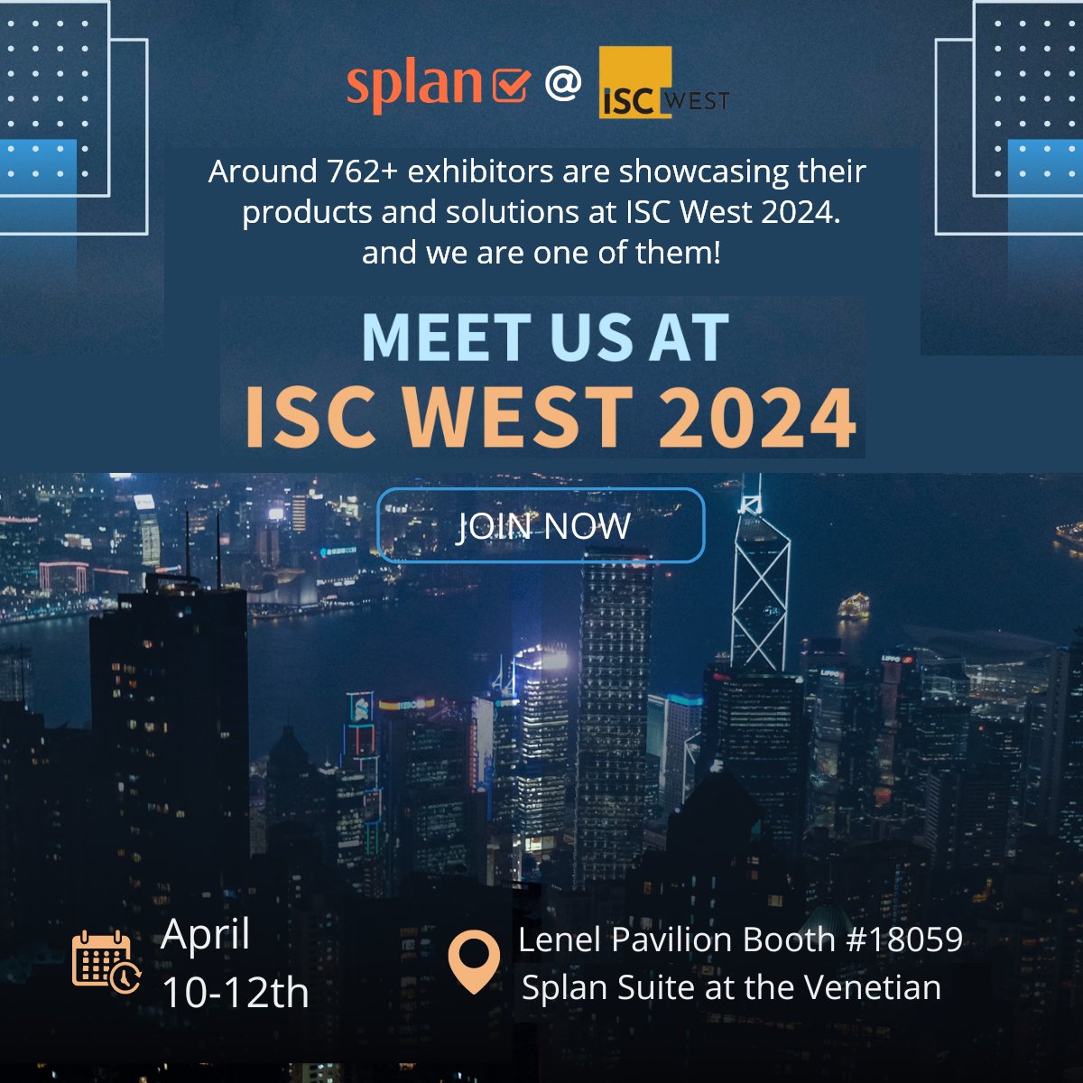 Don't miss Splan at ISC West 2024! Over 762+ exhibitors will be showcasing cutting-edge security solutions, and Splan is one of them! Come see us at Level Pavilion Booth #18059 | Splan Suite at the Venetian.

Register now -- splan.com/Iscwest-2024.h…