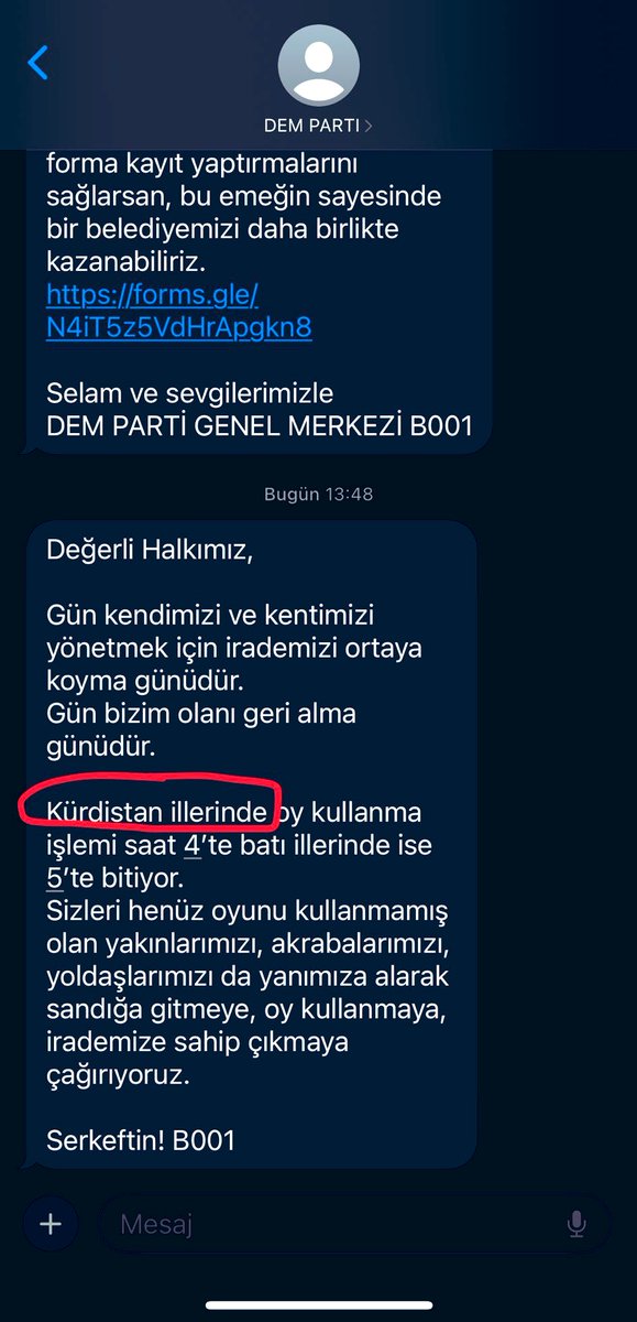 DEM Parti, seçim günü attığı mesajda sözde Kürdistan illeri olduğunu ve onların olanı geri alacaklarını iddia ediyor.