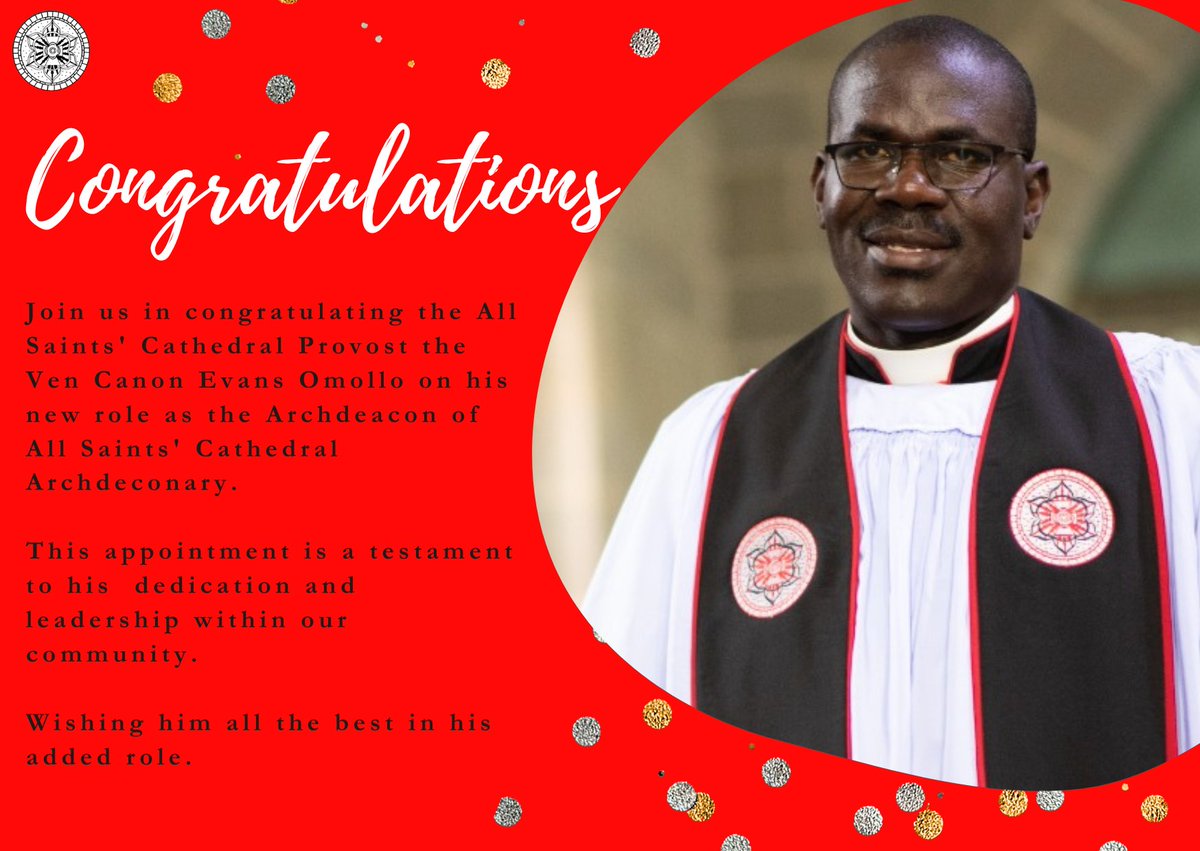 Congratulations to The Ven Canon Evans Omollo on your new appointment.