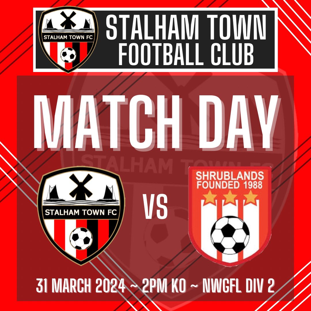 🔴 Match Day 🔴 🆚 Shrublands Ladies ⏰ 2pm KO 📍 Southtown Common. NR31 0LJ. #STFC #thereds #stalhamtownfc