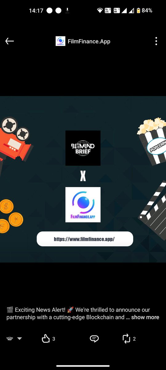 Exciting News! We're thrilled to announce our partnership with a cutting-edge @Filmfinanceapp startup, revolutionizing the industry with Blockchain and AI technology.  #FilmFinance #Blockchain #AI #CommunityPartner