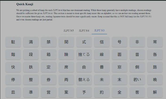 tristcoil's tweet photo. At https://t.co/CQK9ZYbvBV we have hand picked list of kanji that have only one dominant reading for given JLPT level. Reading Japanese texts should become much easier.

Link: https://t.co/HFnuHKKl5r

#japanese #JLPT #kanji https://t.co/YSgR3H306z