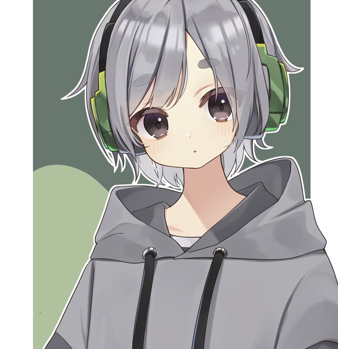 「grey hoodie upper body」 illustration images(Latest)