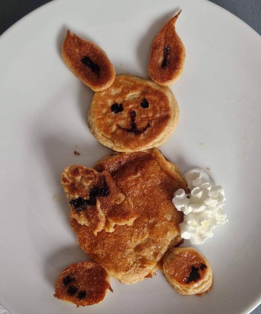 Happy Easter everyone🐰🌺🐣 Fabulous photo credit from Matthew's Friends family forum.. almond and coconut keto pancake bunny by Ella and Emily 🐰 💜 #keto #epilepsy