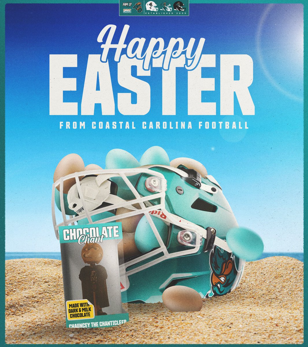 Happy Easter from Coastal Carolina football! 🐣 #BALLATTHEBEACH | #FAM1LY | #TEALNATION