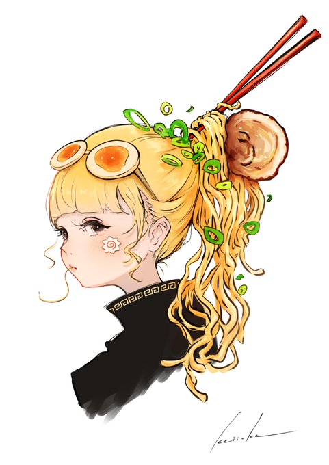 「ロングヘアー 麺」のTwitter画像/イラスト(新着)