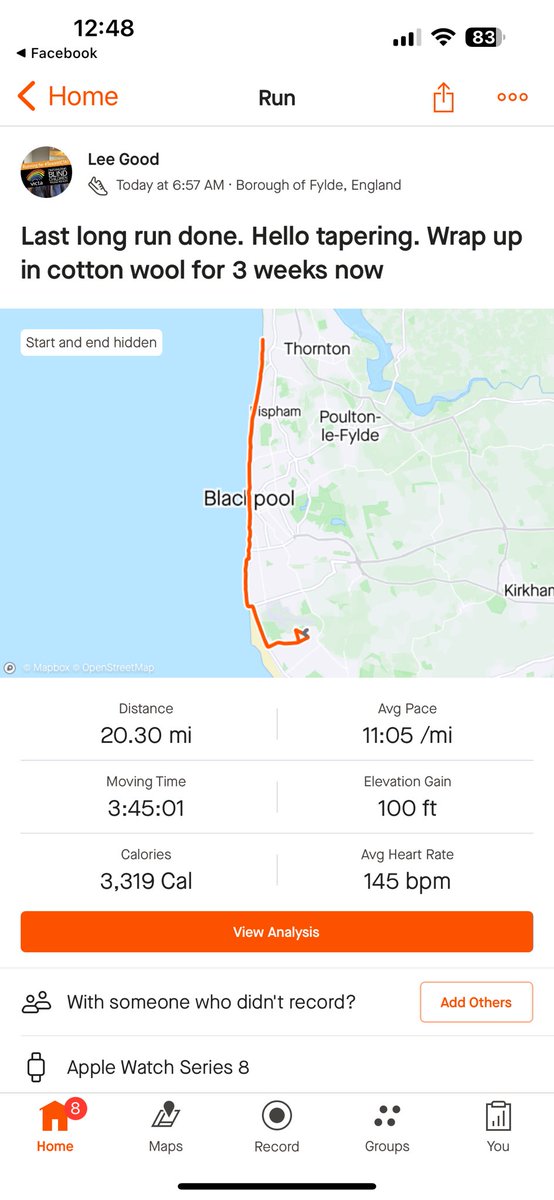 Well whilst everyone in bed trodding Easter eggs. Knocked out the last long run
Hello Tapering g it’s great to see you 

3 weeks to go

That’s got to be worth a sponsor or 2

Link below 

2024tcslondonmarathon.enthuse.com/pf/lee-good?fb…