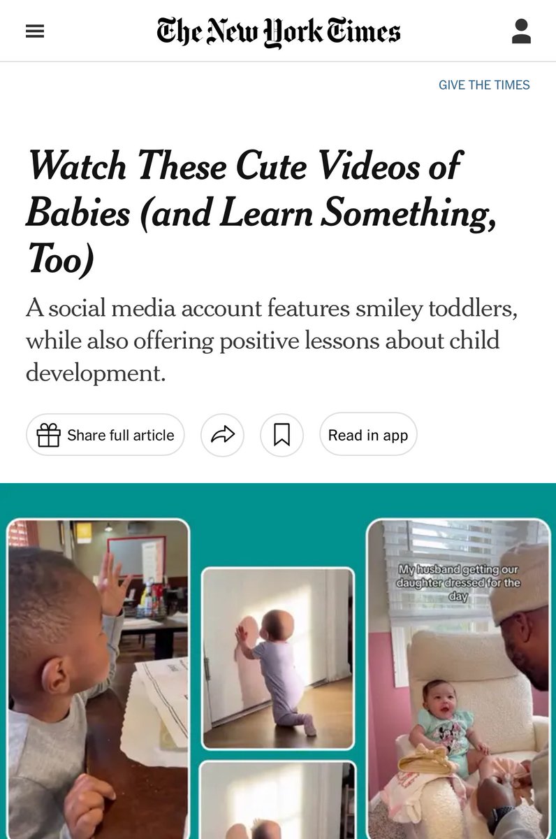 DanWuori's tweet image. Just wow. 

I couldn’t be more grateful for - or humbled by - this lovely profile in today’s New York Times, which uplifts not only the babies who take center stage on this channel, but the community we’ve built here. 

I’ll post a “gift link” in the first reply below, which…