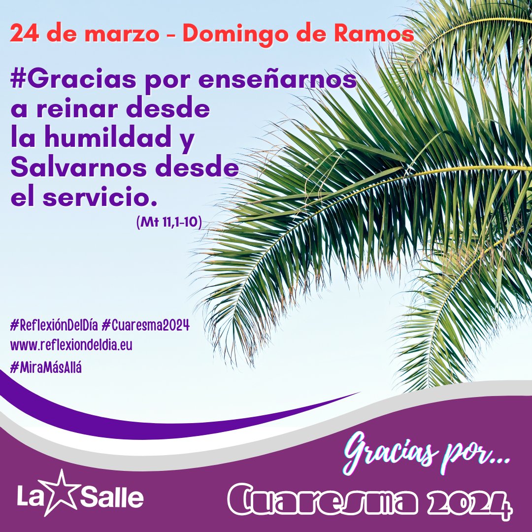 #Gracias por enseñarnos a reinar desde la humildad y Salvarnos desde el servicio (Mt 11,1-10) #ReflexiónDelDíaLaSalle #Cuaresma24 reflexiondeldia.eu #MiraMásAllá #SomosLaSalle