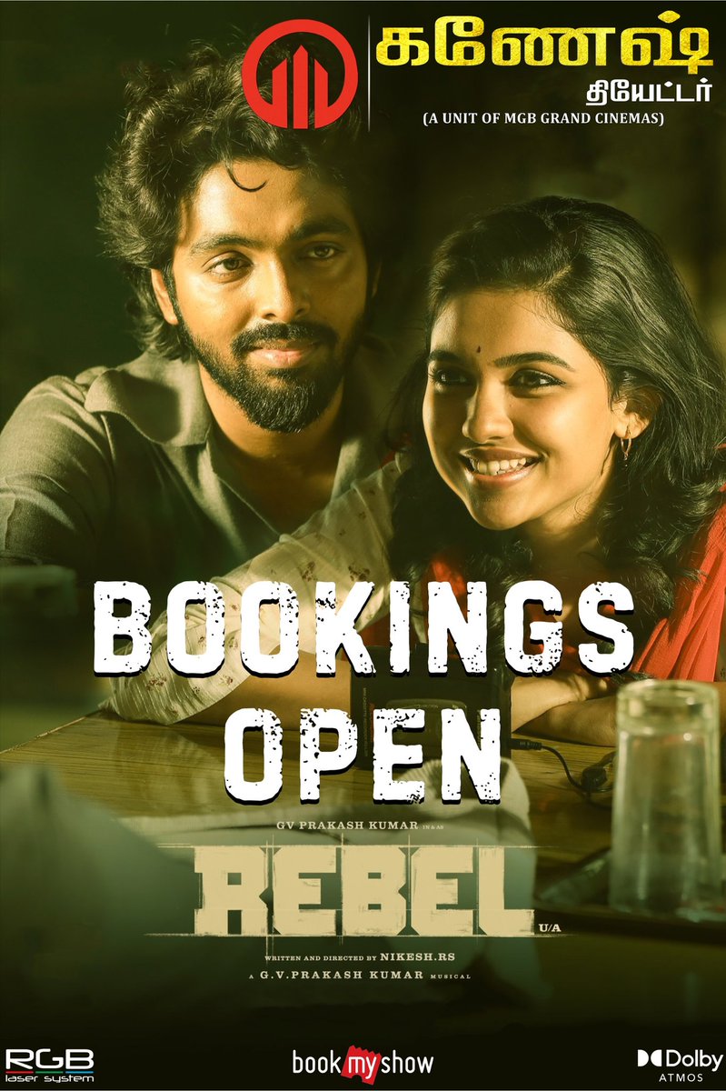 siddhu_viva's tweet photo. #Rebel in @MGBGrandCinema #Tiruppur
📽️For booking ➡️ https://t.co/v4puuIAD4e
#GVPrakash #MamithaBaiju #AdithyaBaskar #Nikesh #CineMinds https://t.co/HbjxMQ7Abu