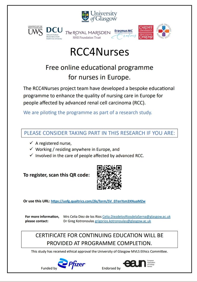 𝐀𝐭𝐭𝐞𝐧𝐳𝐢𝐨𝐧𝐞 🆕! #AIIAO segnala #RCC4Nurses: un corso online GRATUITO per chi cura pazienti con RCC avanzato. Migliora le tue competenze!!. 📚 Posti limitati, iscriviti ora! ➡️ uofg.qualtrics.com/jfe/form/SV_07…](uofg.qualtrics.com/jfe/form/SV_07… #Formazione @utenterox @_gianlucaconte