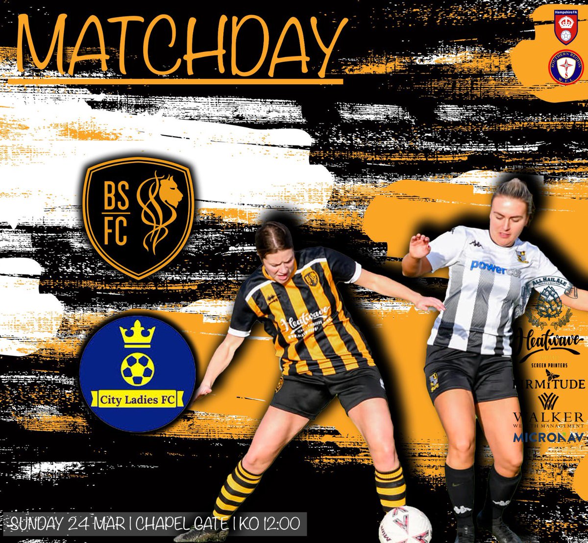 !MATCHDAY! 🆚 @CITYLADYPOMPEY 🏆 Freindly 🏟️ @ChapelGateBU ⏱️ 12pm 🦁🖤💛 #upthesports @firmitude @swsportsnews @HeatwavePrint @All_Hail_Ale @MicroNav