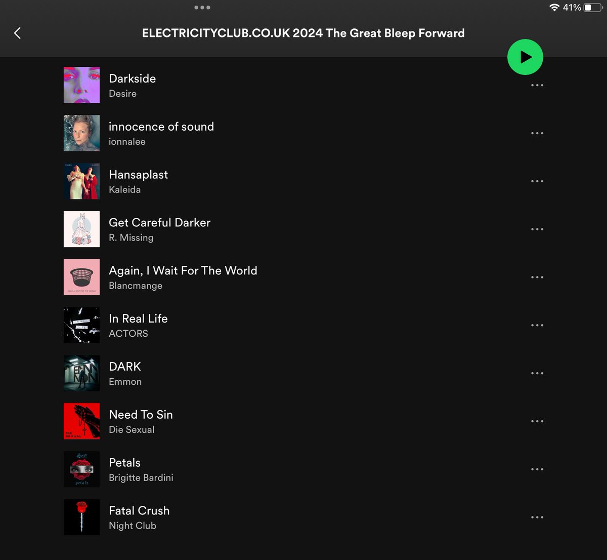 New tracks including <a href="/_blancmange_/">blancmange</a>, <a href="/kaleidamusik/">kaleida</a>, @actorsband1984, <a href="/primitivedesire/">Desire</a>, <a href="/nightclubband/">NIGHT CLUB</a>, <a href="/BardiniBrigitte/">Brigitte Bardini</a>, <a href="/ionnalee/">ionnalee</a> , <a href="/rmissingmusic/">R. Missing</a> + more added to ELECTRICITYCLUB.CO.UK’s 2024 playlist ‘The Great Bleep Forward’ 🎤🎹🎼🎧📻 open.spotify.com/playlist/4xMrA…