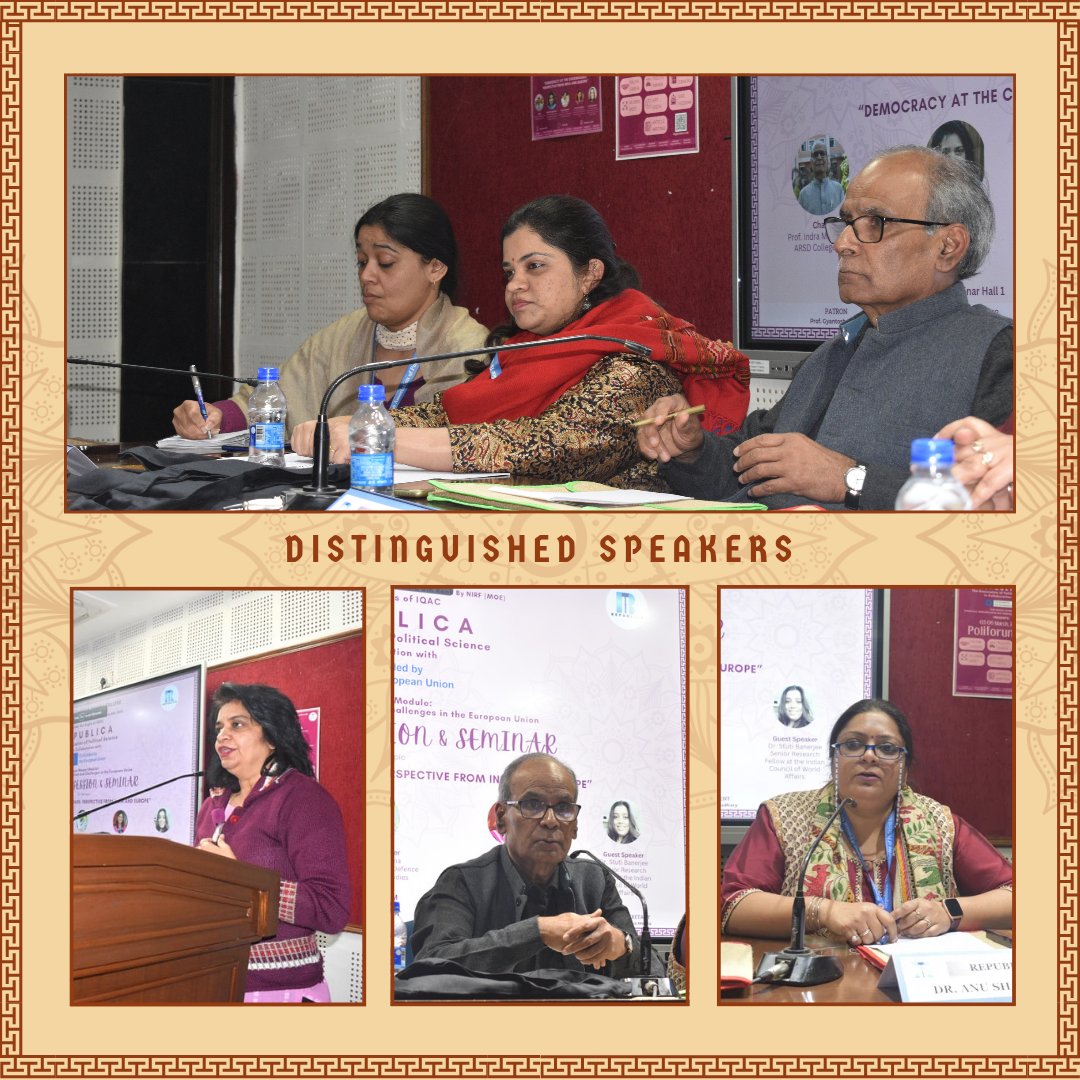 Republica_ARSD's tweet photo. Republica: The Association of Political Science at Atma Ram Sanatan Dharma College, Delhi University, hosted its Inaugural Session and Seminar as part of its Annual Departmental fest, Poliforum'24. Here are some highlights from the event 📸✨️ https://t.co/8aHY9j9axP