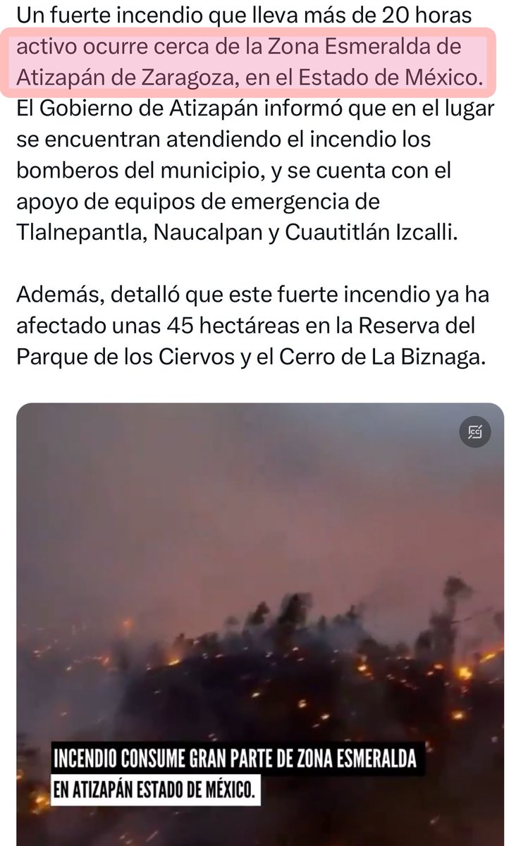 LVITSKG's tweet photo. De nuevo…

Yo, de vosotros, investigaría la relación entre el Proyecto “Autopista Atizapán-Atlacomulco” y las zonas incendiadas en “Zona Esmeralda de Atizapán de Zaragoza, en el Estado de México en marzo de 2024
#SueNKGifT🪽
#VisionerWriter✍️ https://t.co/oiLqJMsvym
