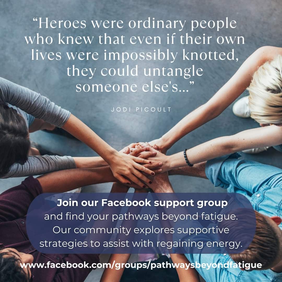 beyond_fatigue's tweet photo. “Heroes were ordinary people who knew that even if their own lives were impossibly knotted, they could untangle someone else's...” - Jodi Picoult
Join our FB support group and find your pathways beyond fatigue. Our community explores supportive strategies to regain energy. https://t.co/jJMfhkBQlh