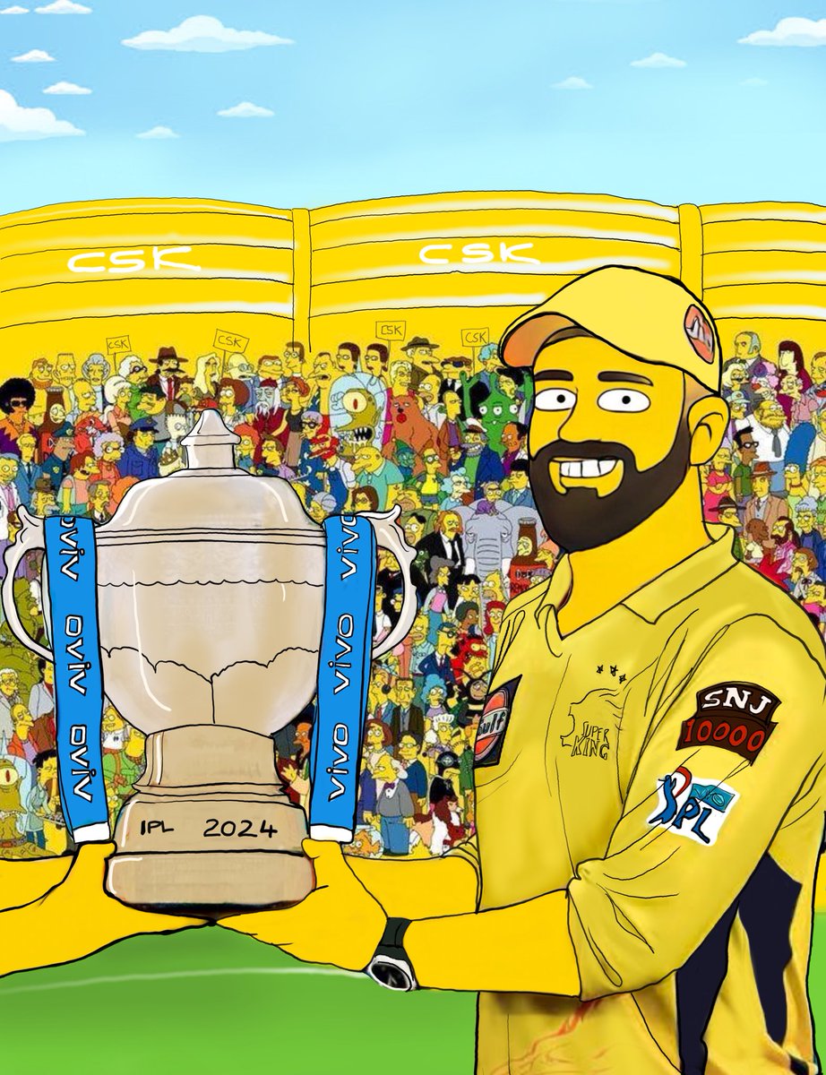 Artwistart's tweet photo. Made a Simpson style prediction😉 @msdhoni @CSKFansOfficial @CskIPLTeam @DHONIism @IPL  #Dhoni  #csk #IPL2024 #Simpsons https://t.co/c30BYUYOlM
