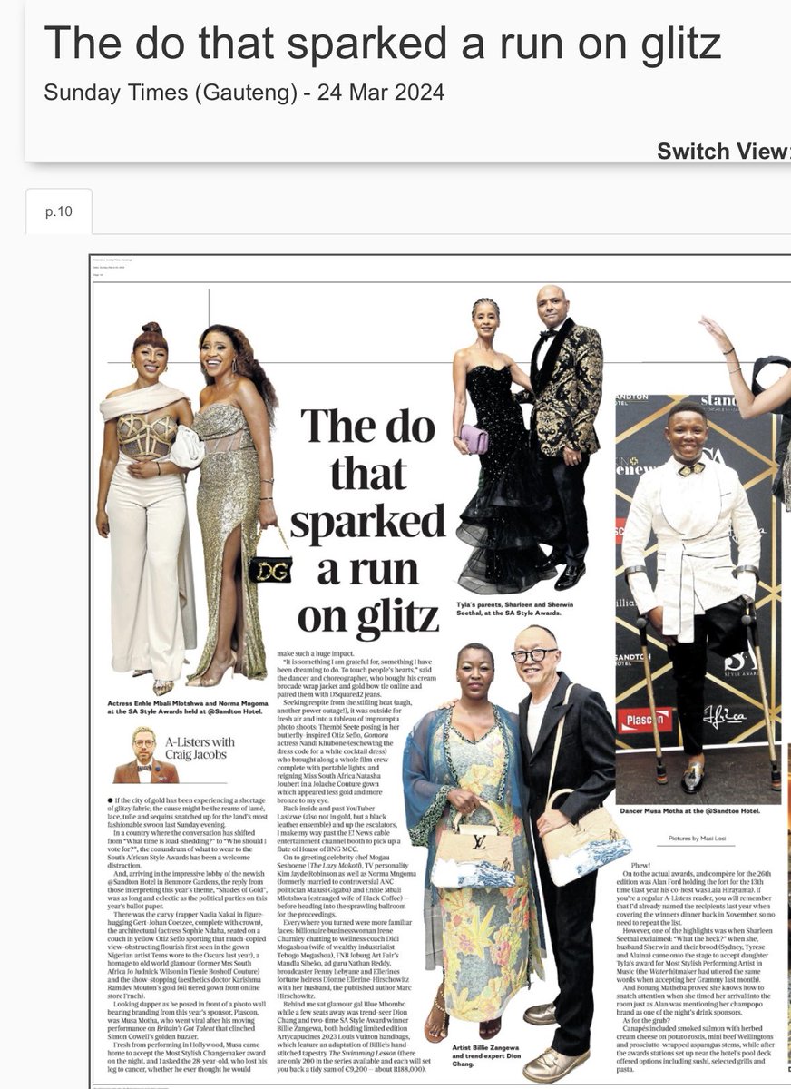 @SundayTimesZA  @@craigbjacobs #Alisters #SAStyleAwards #SAStyleAwards2024 @PlasconSA