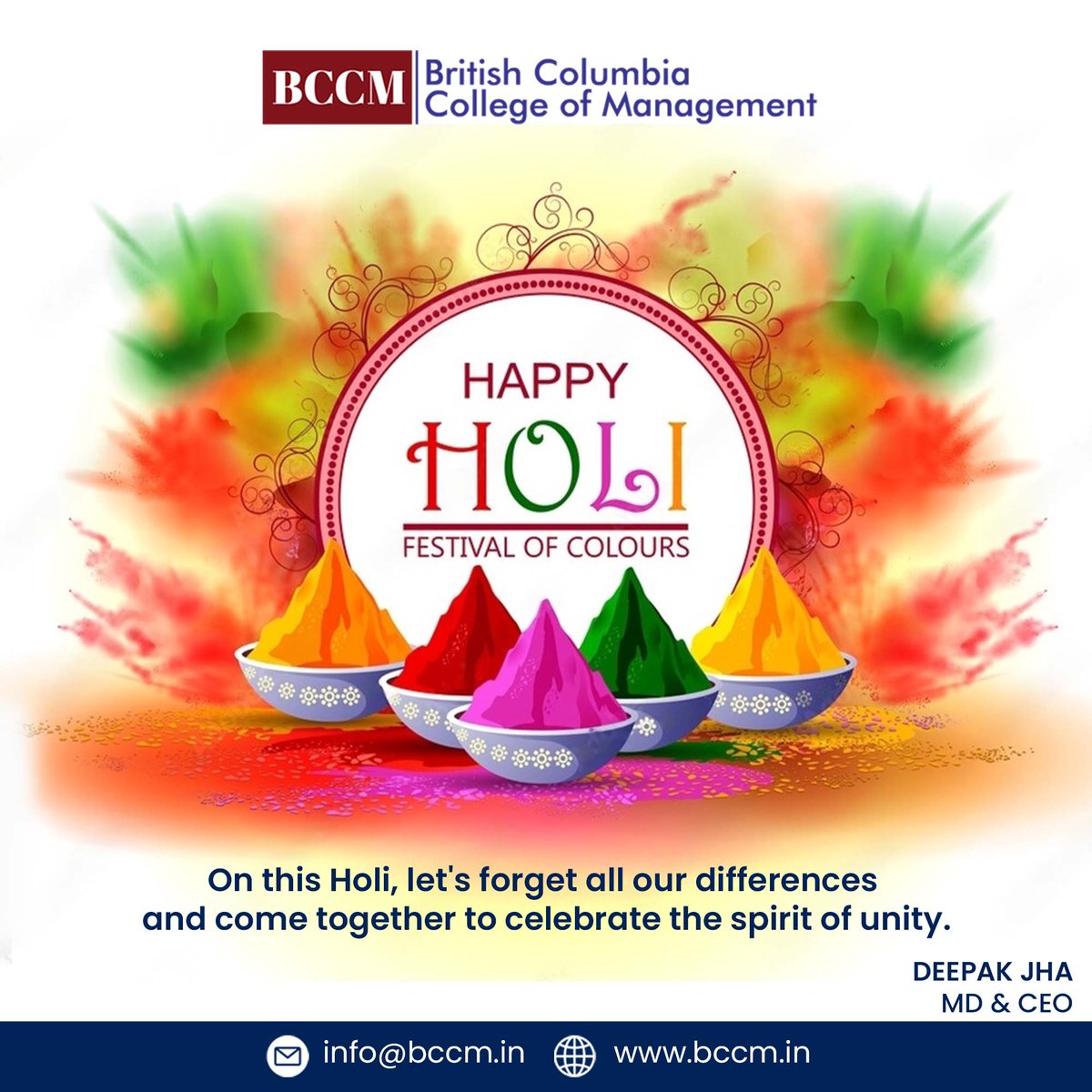 bccm_global's tweet image. Happy Holi, everyone! 🌈 Let&apos;s spread joy and color all around! And guess what? BCCM has some awesome news to share! 🌟 We&apos;re thrilled to announce that we&apos;ve launched MBA and IMLD courses! 📚💼 Get ready to dive into learning🎓🎨 #BCCM #HappyHoli #Holi #MBA #imld