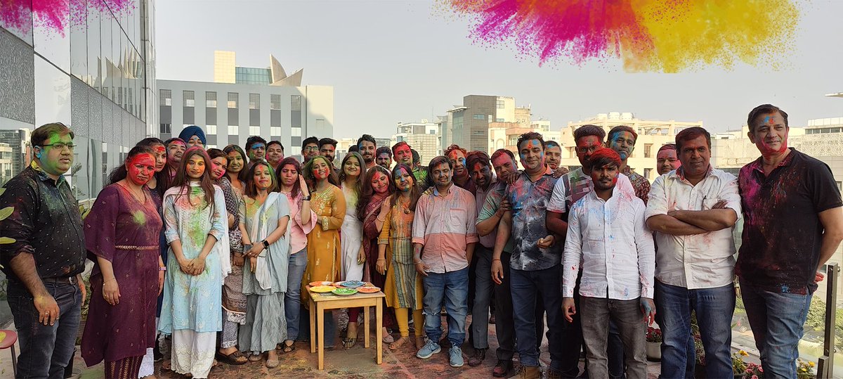 c1india's tweet photo. 🎉🌈Embracing the colors of joy and togetherness! 🌟
Wishing everyone a Holi filled with love, laughter, and endless possibilities! 🌈🎊

#HappyHoli #OfficeCelebration #TeamSpirit #ColorfulMemories https://t.co/WHnUDjhvvb