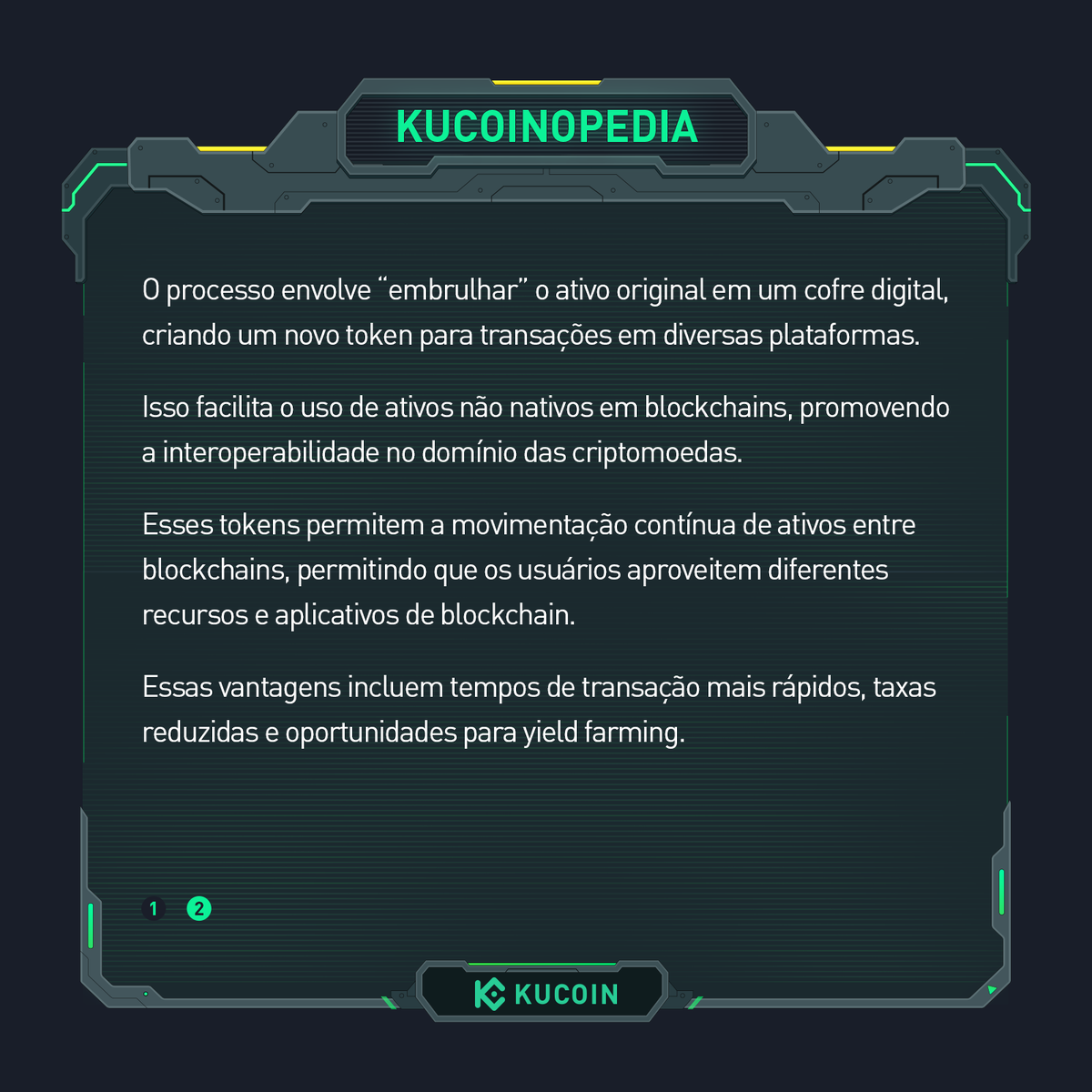 KuCoinPortugues's tweet photo. 📙 #KuCoinopedia: #WrappedTokens

🎁 Atuando como um presente de uma blockchain para outra, atrelado ao valor de outras criptomoedas, os Wrapped Tokens oferecem transações cross-chain contínuas nas plataformas #DeFi.

Não tem conta na #KuCoin? Registre-se aqui 👉https://t.co/fcJBfZNTay!