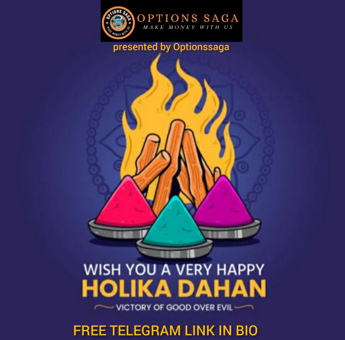 OptionsSaga's tweet photo. 🎈🎉🎊📉📊📈 Happy Holika Dahan📉📊📈🎊🎉🎈

Invest With Confidence As A Bull, Observe The Market Like An Eagle. 😜📈📊.

#optionssaga #banknifty #finnifty #nifty50 #options #Indexoptions #bankniftylevels #finniftylevels #niftylevels #index #optionssaga, #sharetrading, #equity https://t.co/vZWdNkFOlL