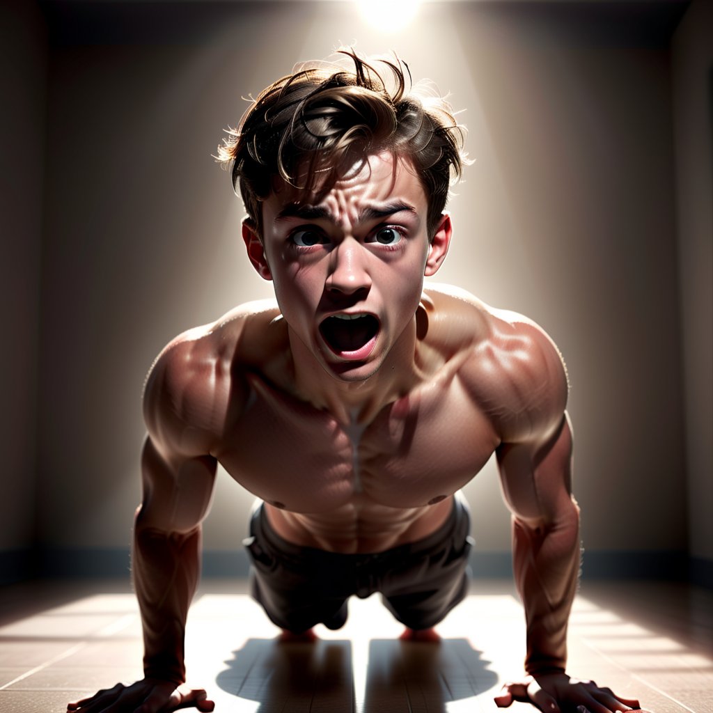 SweatCommander's tweet photo. Final Round

“Hold push-up position! Don’t let your knees touch the ground!

Tanner, you’re exhausted. That’s why I have a timer counting down til you’re done.

But every time your knees touch the ground, I add 5 minutes.

So, really, how long this will last is up to you.” https://t.co/R6DOyHjL6Q