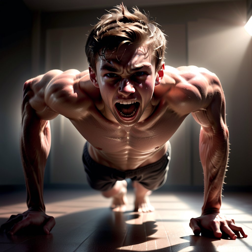 SweatCommander's tweet photo. Final Round

“Hold push-up position! Don’t let your knees touch the ground!

Tanner, you’re exhausted. That’s why I have a timer counting down til you’re done.

But every time your knees touch the ground, I add 5 minutes.

So, really, how long this will last is up to you.” https://t.co/R6DOyHjL6Q