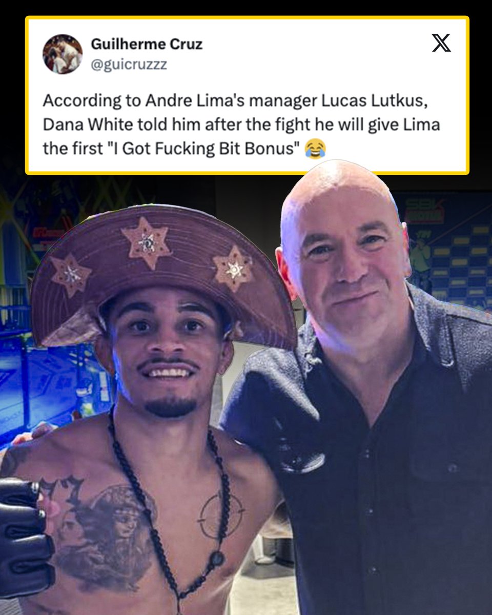 Dana White says he's increasing André Lima's bite bonus 😁 #UFCVegas89