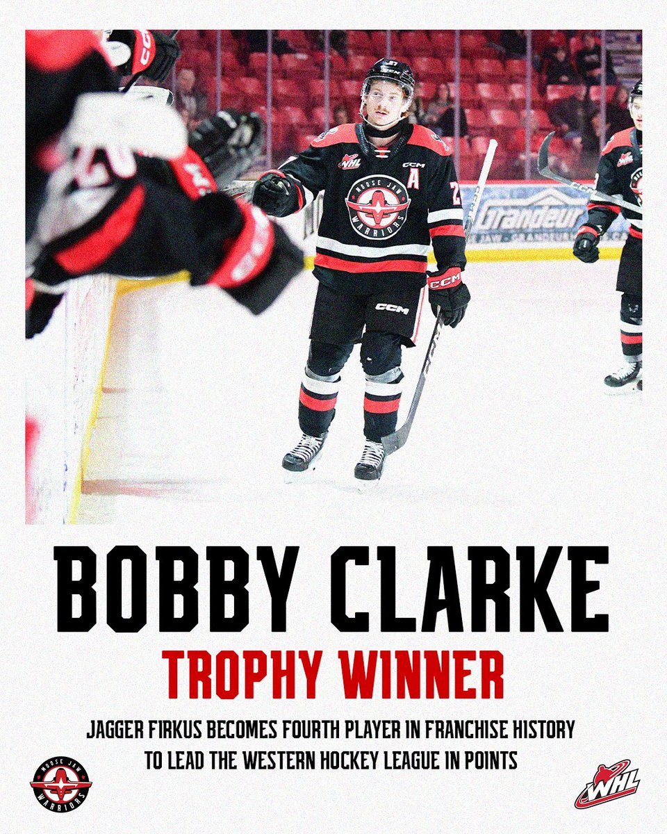 MJWARRIORS's tweet photo. Jagger Firkus is your Bobby Clarke Trophy winner as the WHL scoring leader!

Firkus finishes the season with 126 points 

#TakeFlightMJ | @SeattleKraken https://t.co/KKMTsMshoV