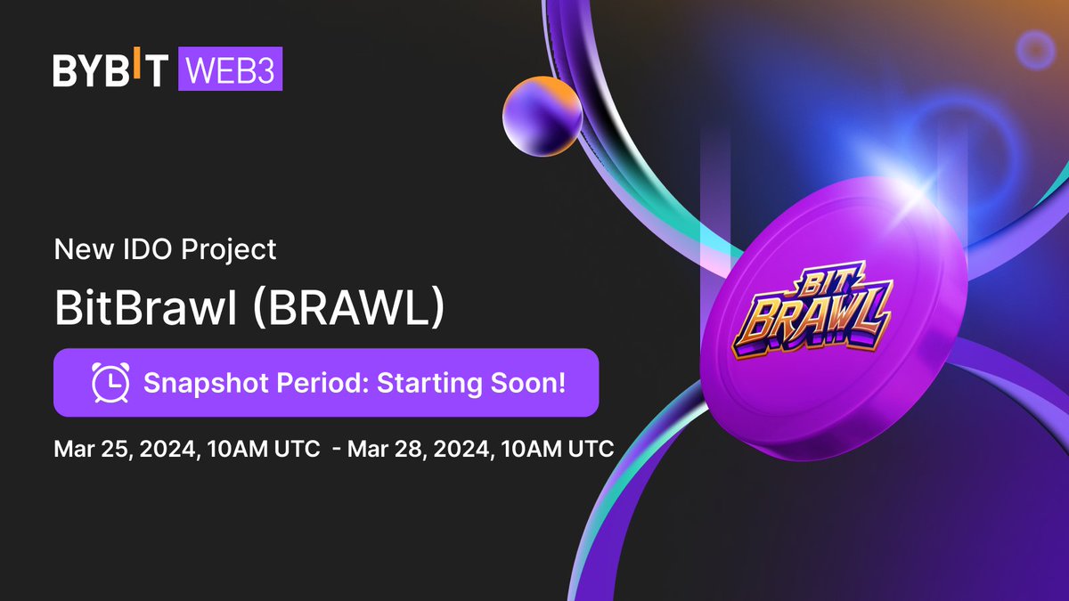 Bybit Web3 (@bybit_web3) on Twitter photo ⏲️ <a href="/BitBrawlio/">Akash Jaiswal</a> ($BRAWL) IDO Subscription Closing Soon!
🤩 We Increased IDO winner pool to 1,000 winners this time! 5x Winning Rate
✅ Bybit Wallet: 300 $USDT + 0.1 $SOL (Solana Chain)
📷 Snapshot: Mar 25, 10AM UTC - Mar 28, 2024,10AM UTC
📢 BRAWL/USDT Bybit Listing on Mar ⏲️ <a href="/BitBrawlio/">Akash Jaiswal</a> ($BRAWL) IDO Subscription Closing Soon!
🤩 We Increased IDO winner pool to 1,000 winners this time! 5x Winning Rate
✅ Bybit Wallet: 300 $USDT + 0.1 $SOL (Solana Chain)
📷 Snapshot: Mar 25, 10AM UTC - Mar 28, 2024,10AM UTC
📢 BRAWL/USDT Bybit Listing on Mar