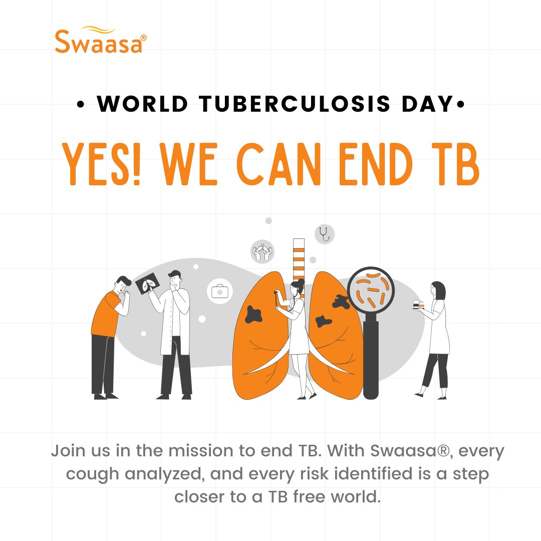 This #WorldTBDay2024, we affirm #YesWeCanEndTB! At Swaasa®, we're using audiometric analysis &amp; AI to fight TB. Early detection through cough sound analysis offers hope and halts TB’s spread. Together, with innovation &amp; action, we're moving closer to a TB-free world. #EndTB