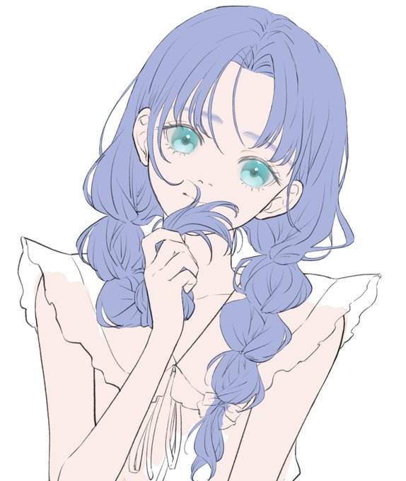 「blue hair head tilt」 illustration images(Latest)