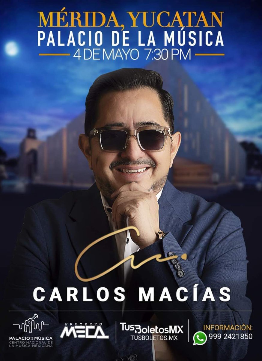 CMFansDivinaTu's tweet photo. Carlos Macías @carlosmaciasmex #Mayo 4 en #MeridaYucatan 🎶✨❤️ https://t.co/tfkzYD5OIX