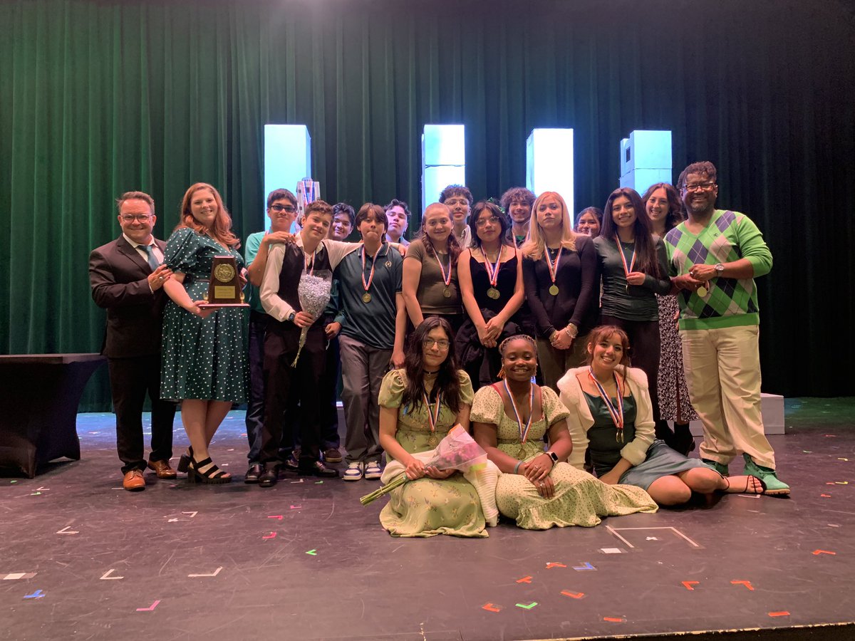 SHS_Theatre's tweet image. Congrats to our Sharpstown Theatre students! Today at contest, Luis received an outstanding tech award for his work on lights and Gizeni and Perla received acting awards. Sharpstown also received 1st place!!!! District Champs!! We’re going to Bi-District!!! :D #sharpstowntheatre