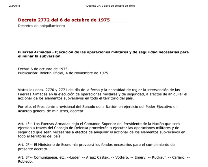 @postcordoba Cuál golpe? Ella, el 06/10/75 ordenó por decreto 2772 a la FFAA exterminar la subversión y luego entregó el mando en Marzo del 76.