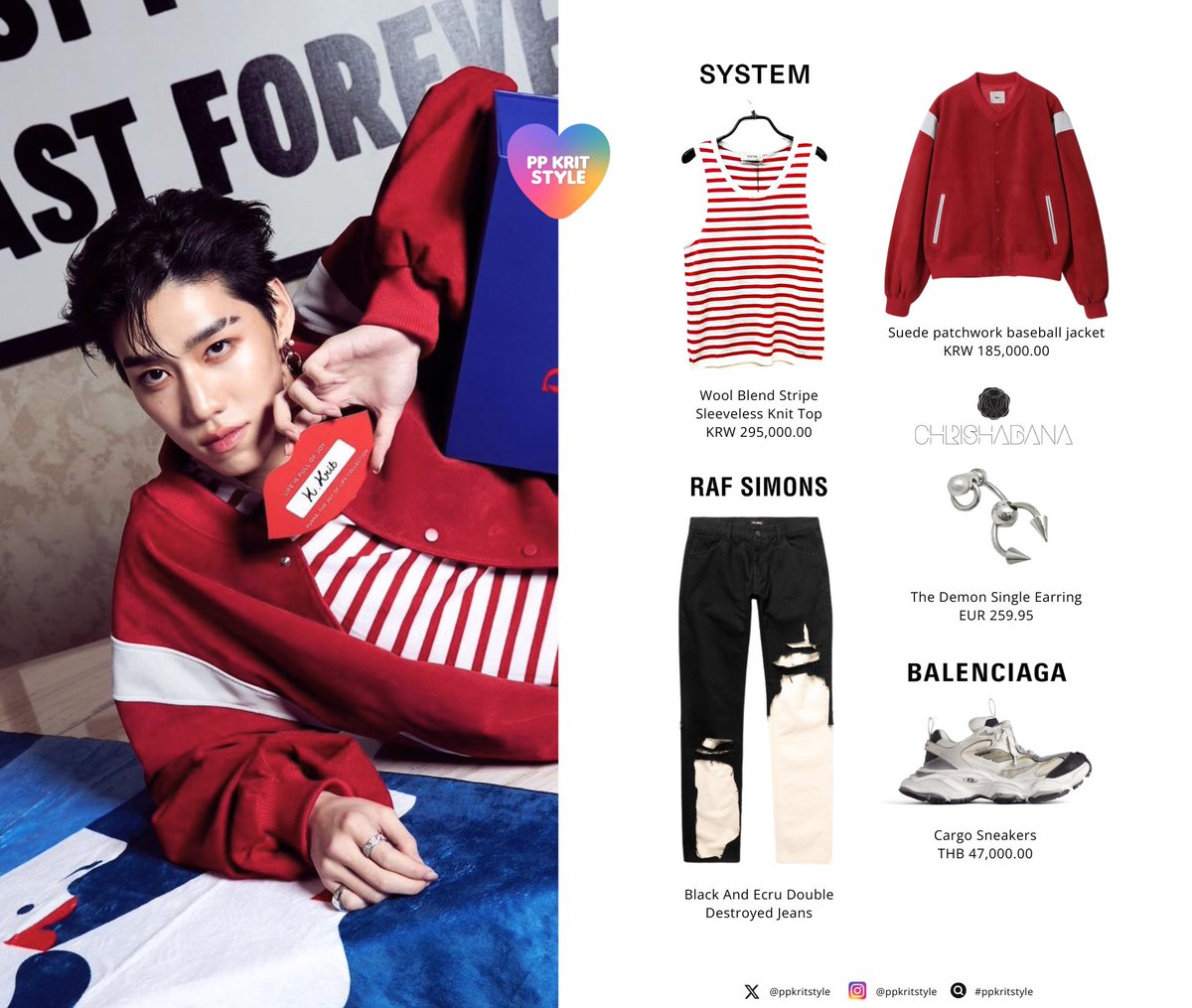 ppkritstyle's tweet photo. PP KRIT STYLE : INSTAGRAM UPDATE
#SYSTEM1990 Knit Top
#RAFSIMONS Double Destroyed Jeans
#CHRISHABANA Demon Single Earring
#BALENCIAGA Cargo Sneakers
#ppkritt #ppkritstyle https://t.co/j4nQueEdUH