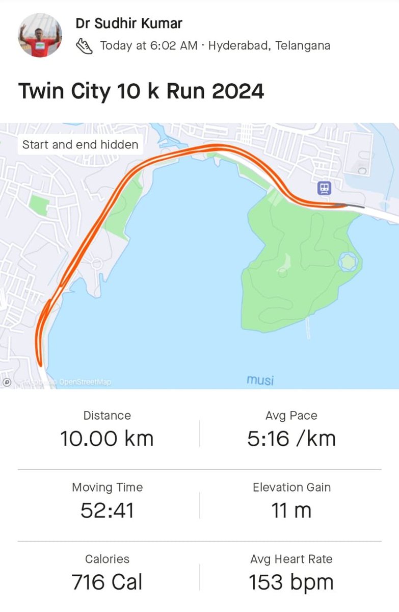 hyderabaddoctor's tweet image. Enjoyed Twin City 10 Km Run (for women empowerment) this morning around the picturesque Hussain Sagar lake, in amazing company of @rashmi_sudhir4 . 
The icing on the cake was Rashmi&apos;s 4th consecutive podium finish in the past 4 running events.
#running #fitness @FitIndiaOff