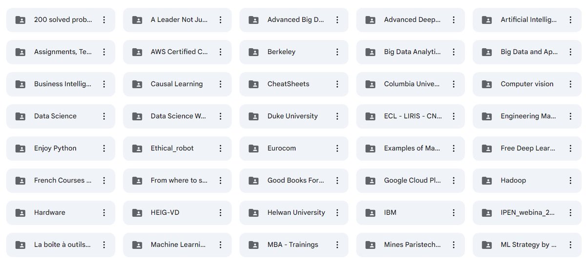 500 TB Tutorials + Books + Courses + Trainings + Workshops 🔥

Just for free !!

You will get👇

• BI
• MBA
• SPSS
• Cloud
• Python
• Tableau
• Hadoop
• Statistics
• BIG DATA
• Data Base
• IT Training
• Data science
• AWS Certified 
• Deep Learning
• Data Analytics…