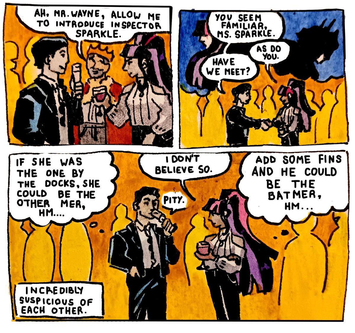 sasswonfp's tweet photo. had 2 re-do the text on this one bc when i drew it it was super super tiny (so i couldn't get the words all that clear at that scale) but them meeting at the gala https://t.co/0cmFLjTHPa