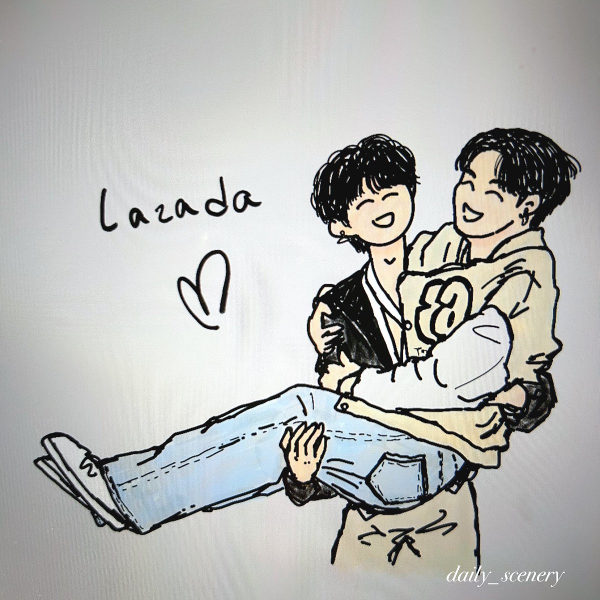scenery_daily's tweet photo. 上色版，新郎抱🤵
可愛いお二人🐶🐱
.
.
@zee_pruk @CwrNew @LazadaTH 
#日常小風景 #絵描きさんと繋がりたい #ZeeNuNew #zeepruk #NuNew  
#lazzieBDxZNN #lazada
#タイ俳優 #drawing #portrait #人物画 #デジタルイラスト #イラスト #art #静かな生活 #繊細さん #hsp https://t.co/BJyUU4EBgm
