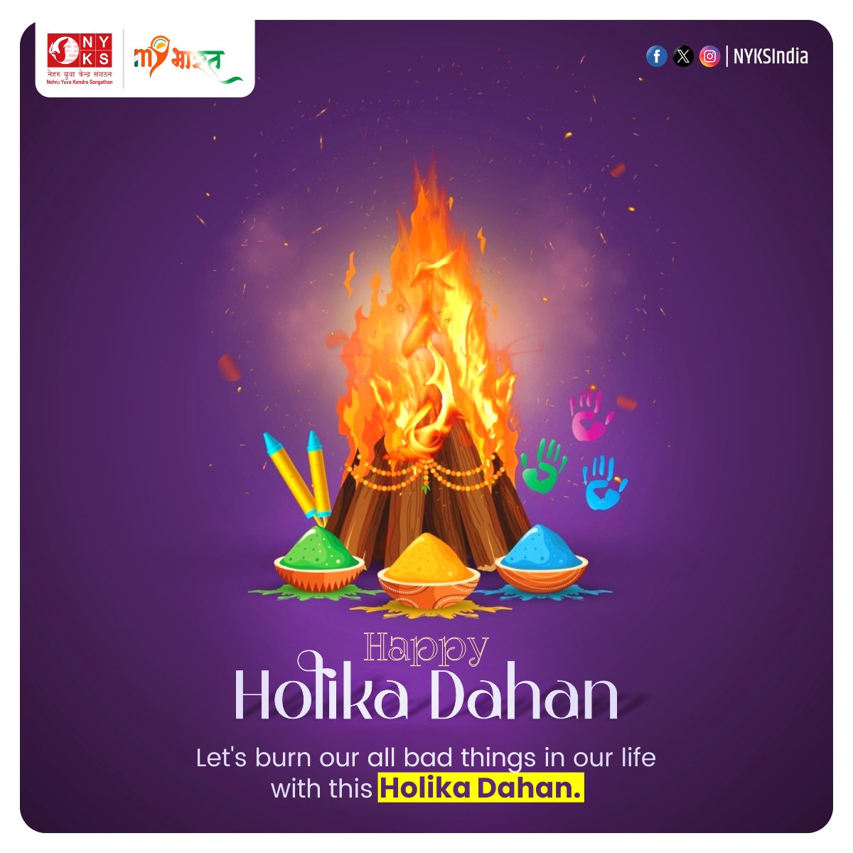 May the flames of Holika Dahan burn away all negativity and fill your life with joy and positivity! Happy Holika Dahan! 🔥✨ #HolikaDahan #PositiveVibes #Holi #HoliFestival #Holi2024 #Holika #NYKS