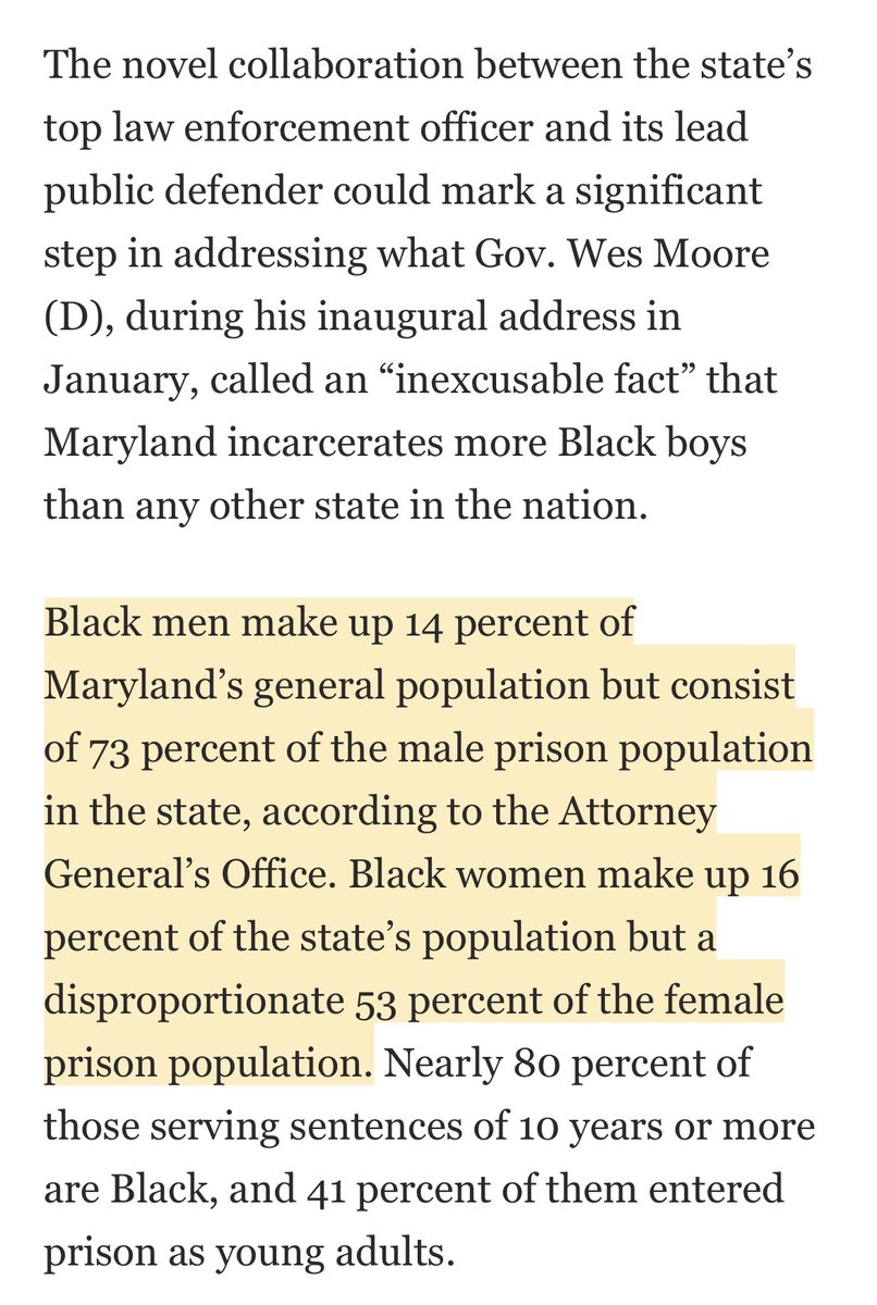 From the Washington Post back in October: the state of Maryland incarcerates a higher percentage of young Black men than ANY other state in the US.