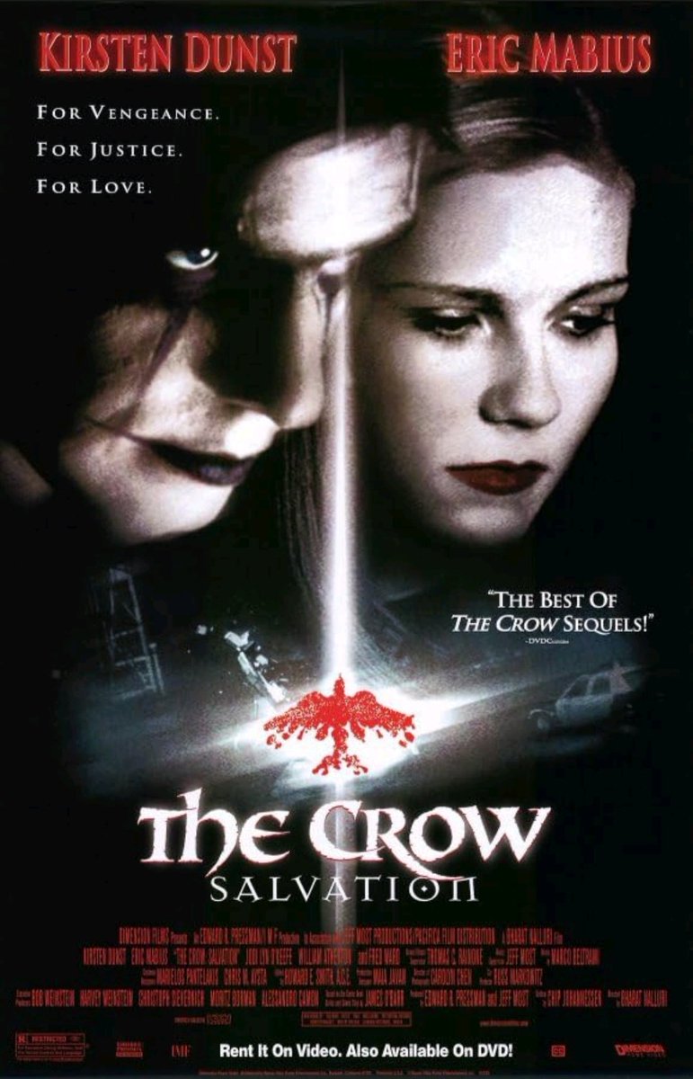 Rewatching this because I honestly don't remember it and the blu-ray will be released soon. I want to justify the purchase to be perfectly honest. 
#TheCrowSalvation #KirstenDunst #EricMabius